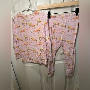 Birdie Bean Watercolor Girls' Pink Carousel Horse Bamboo Long-Sleeve Pajama Set